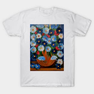 A lovely boutique of flowers in a blue vase . T-Shirt